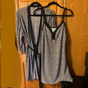 ✨Marilyn Monroe Geometric Slip Chemise & Robe Set